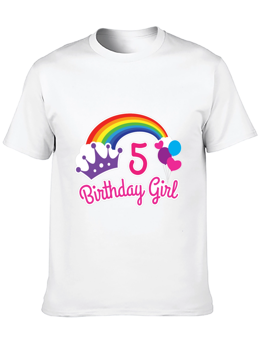 5th Birthday Girl Rainbow T-Shirt