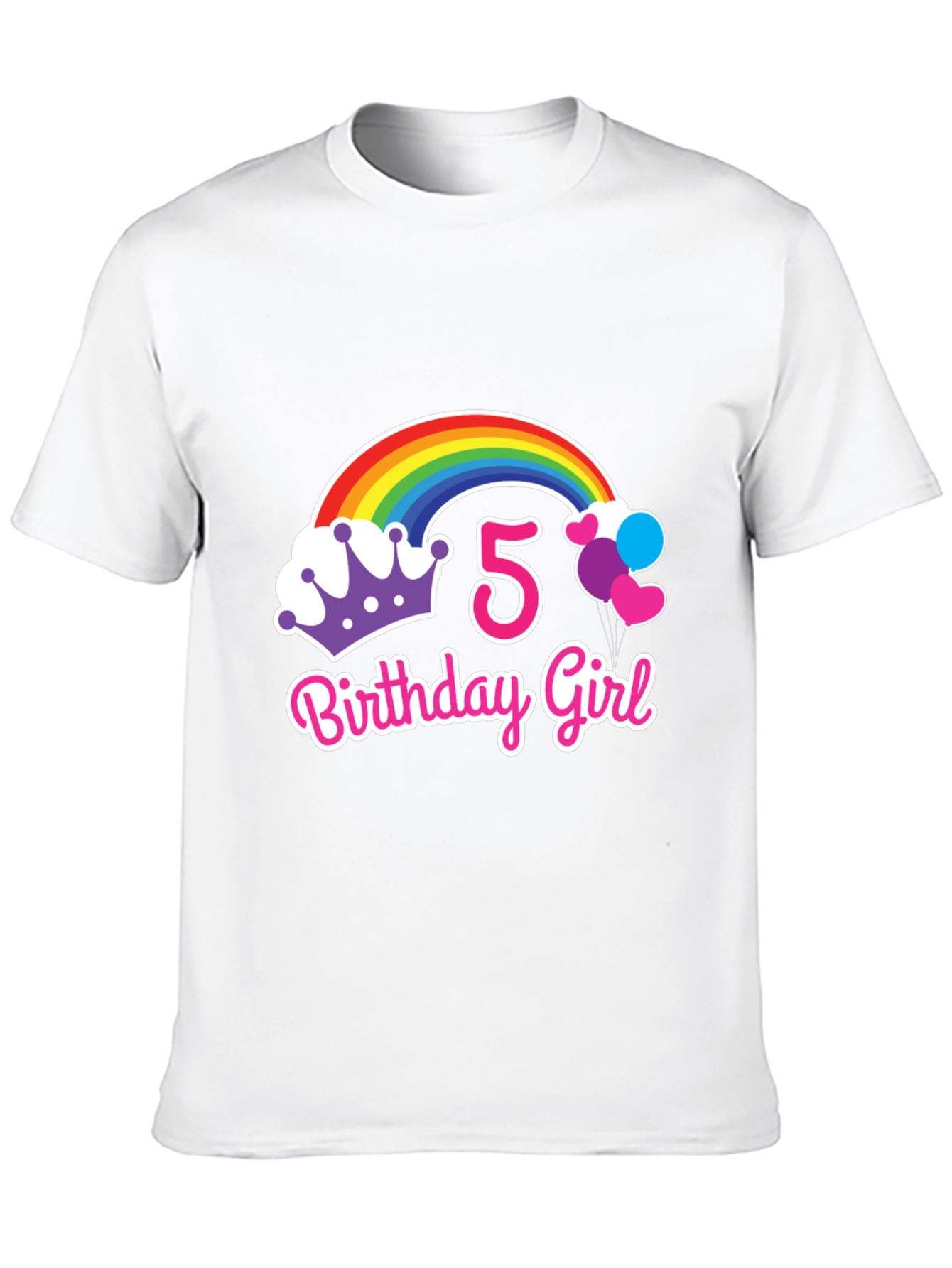 5th Birthday Girl Rainbow T-Shirt