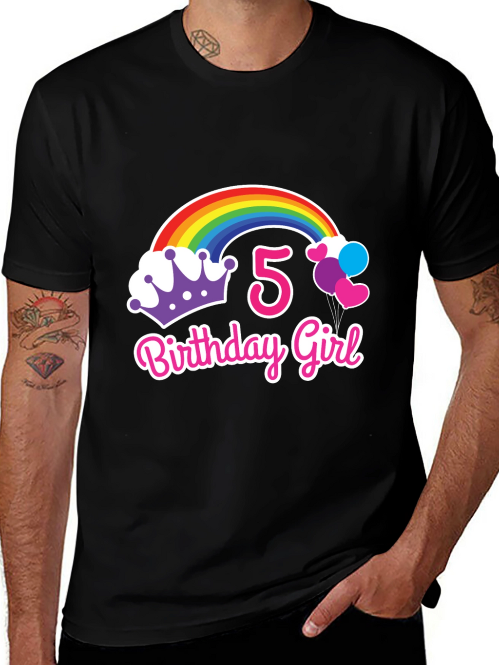 5th Birthday Girl Rainbow T-Shirt