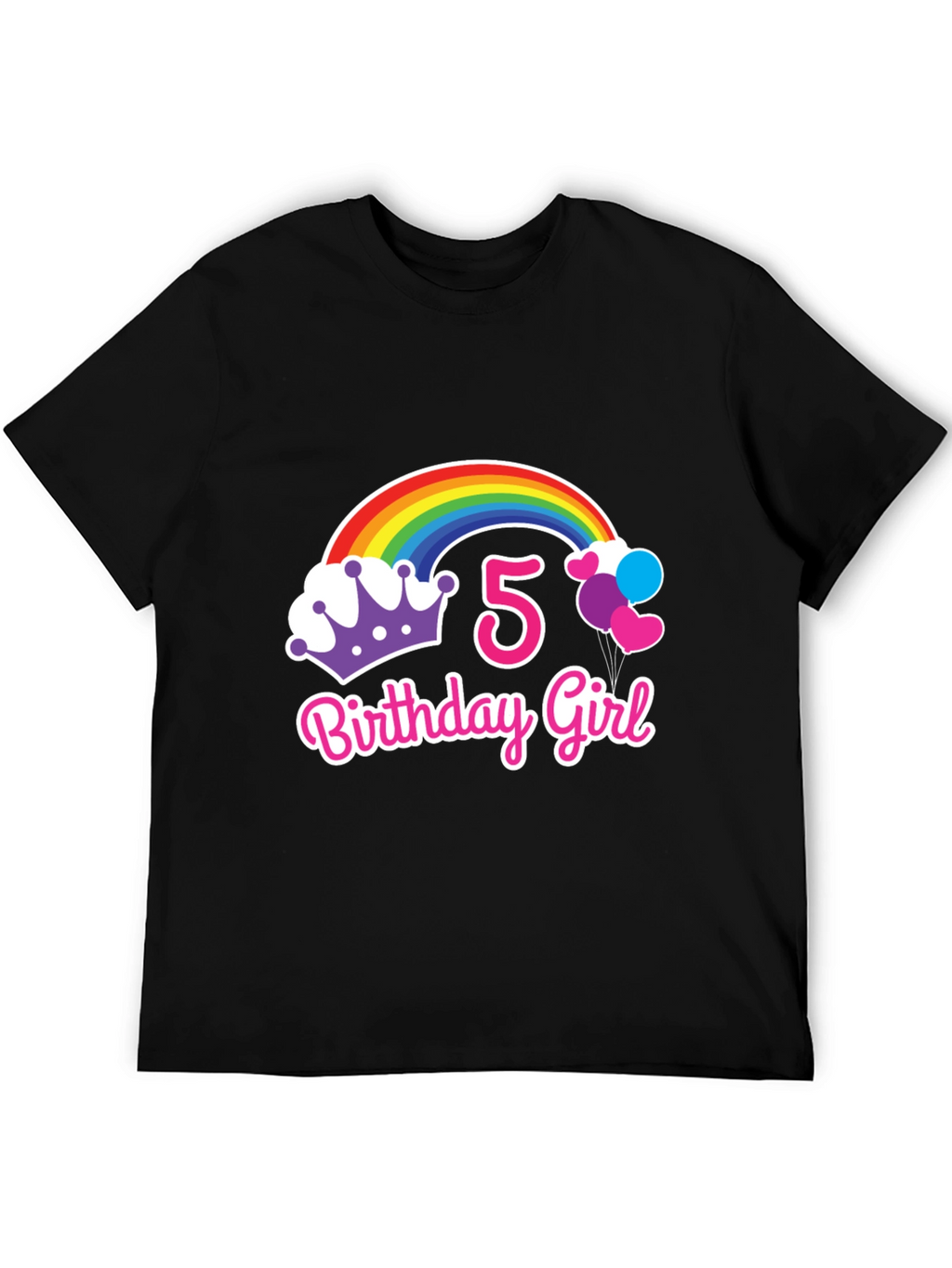 5th Birthday Girl Rainbow T-Shirt
