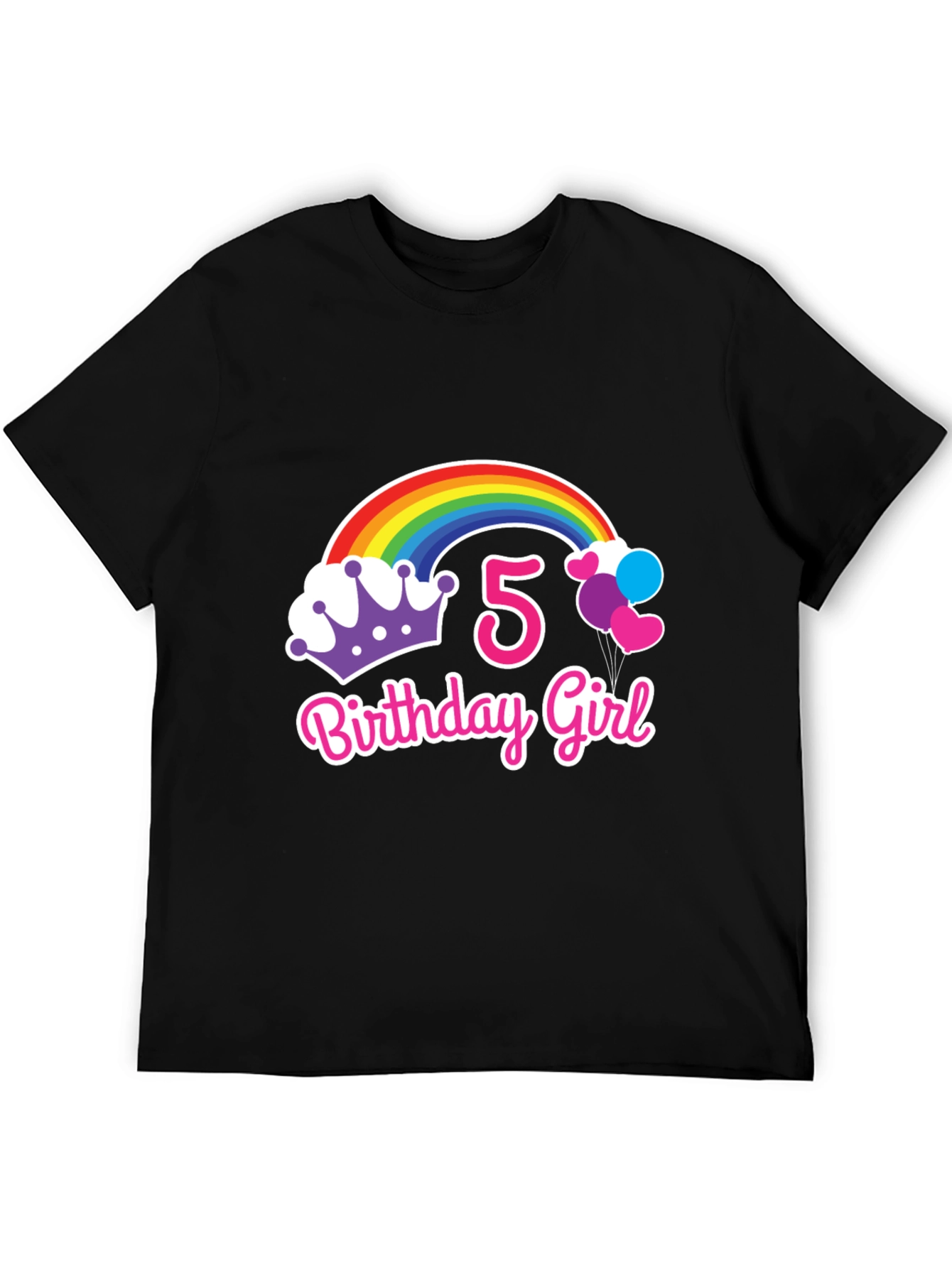 5th Birthday Girl Rainbow T-Shirt