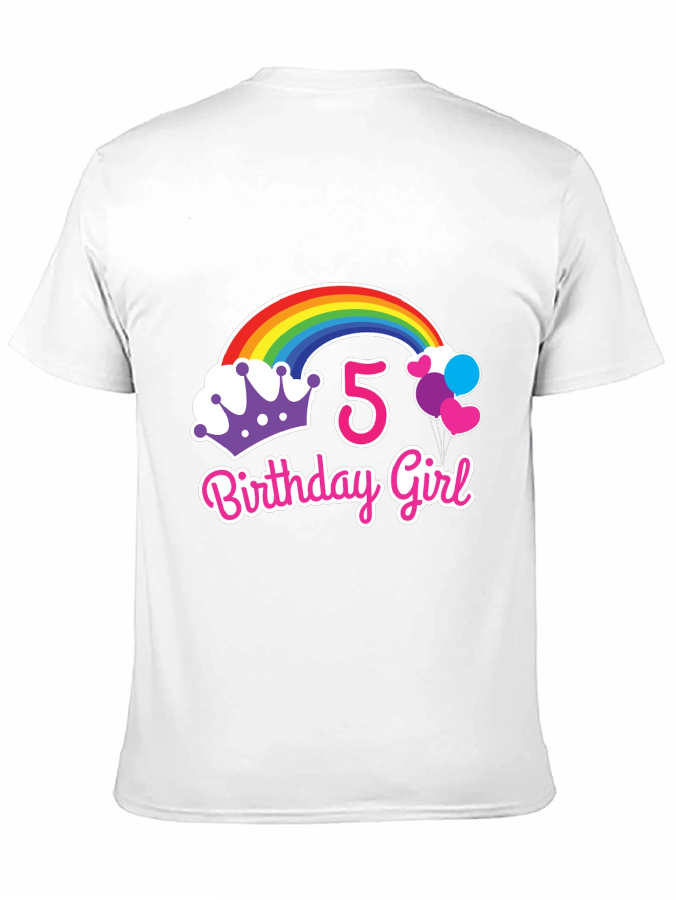5th Birthday Girl Rainbow T-Shirt