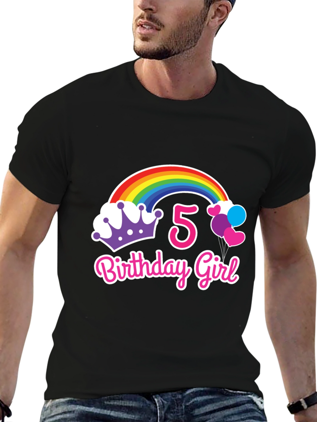 5th Birthday Girl Rainbow T-Shirt