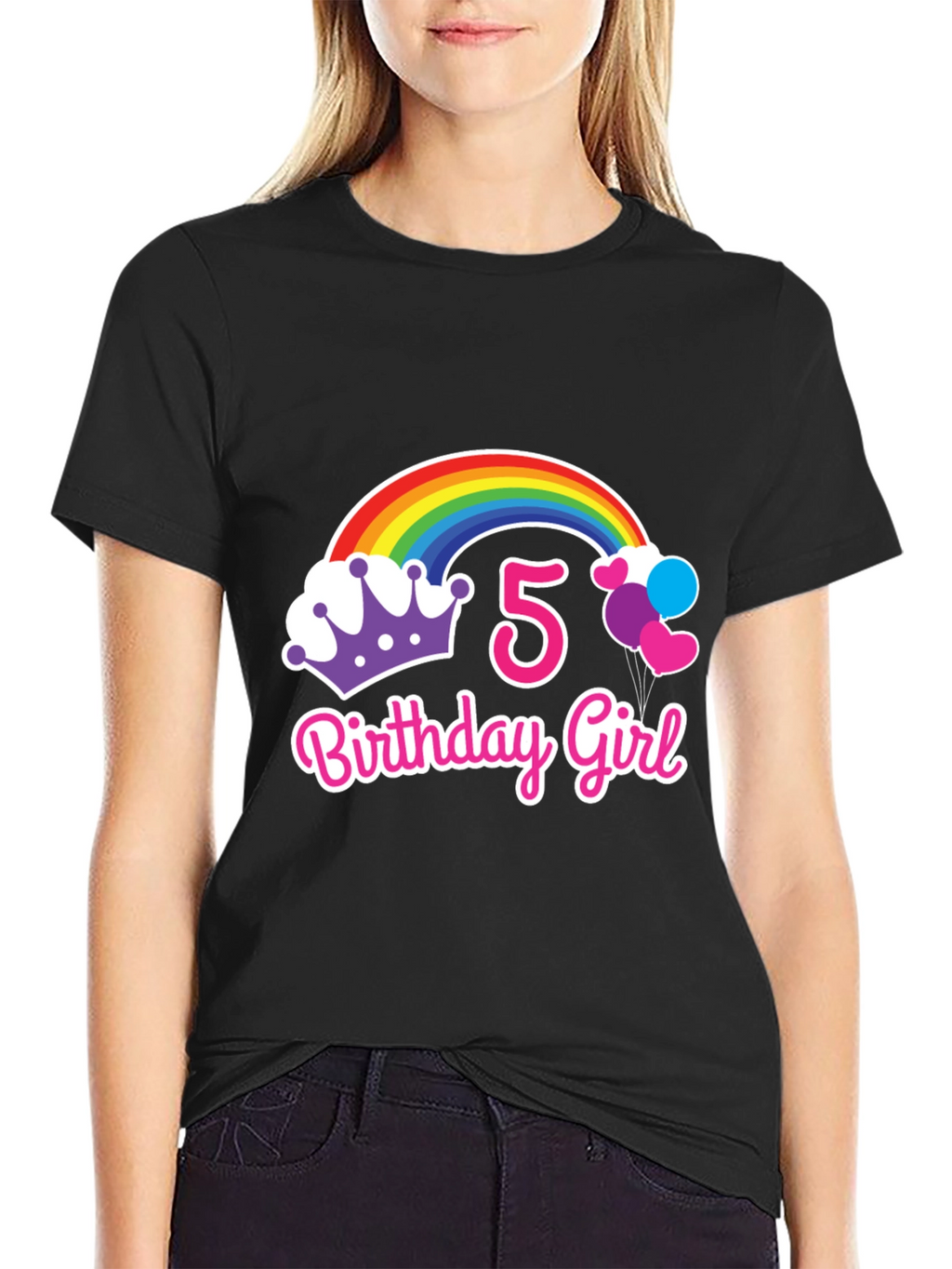 5th Birthday Girl Rainbow T-Shirt