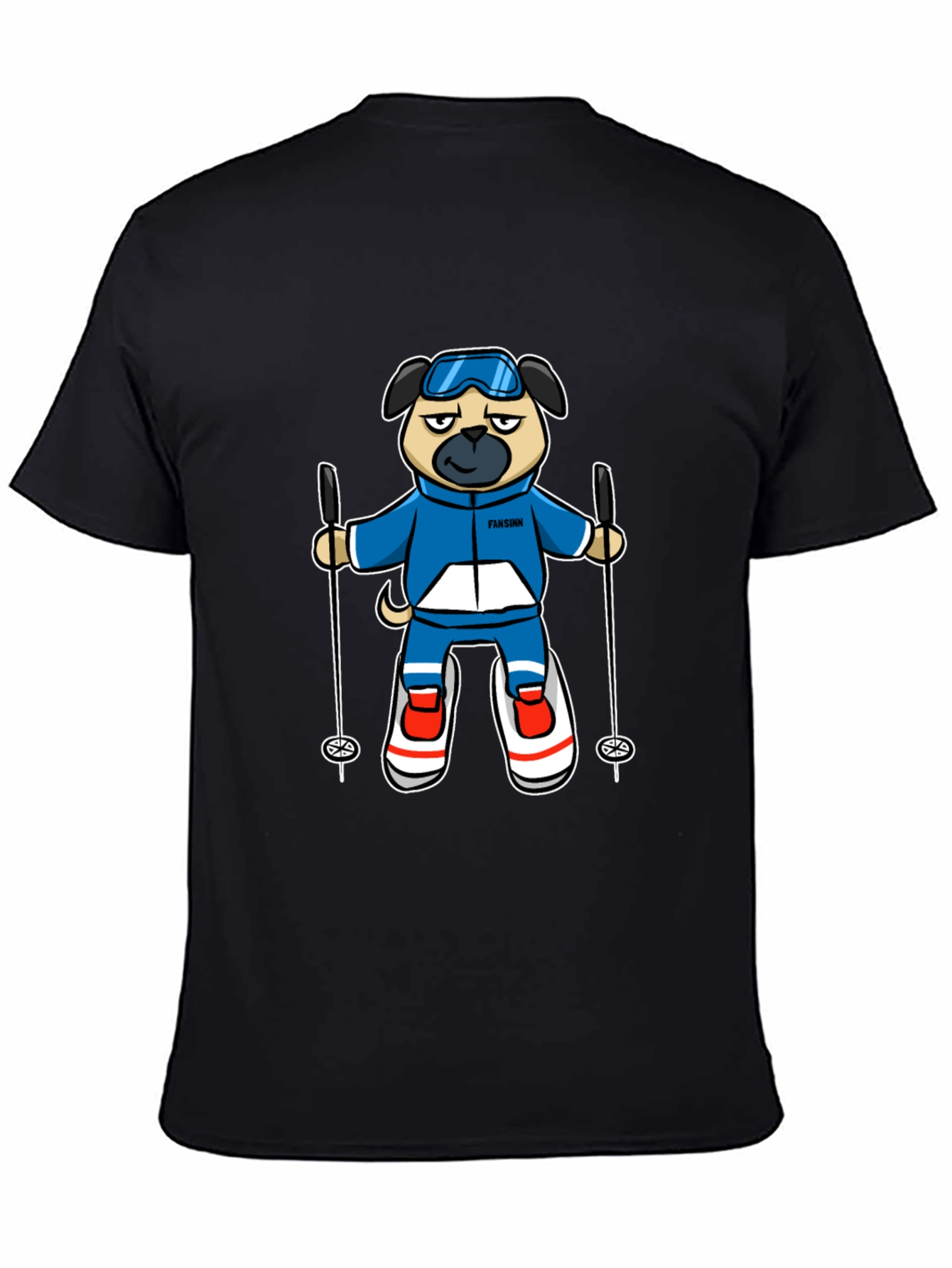 Skiing Pug Graphic T-Shirt