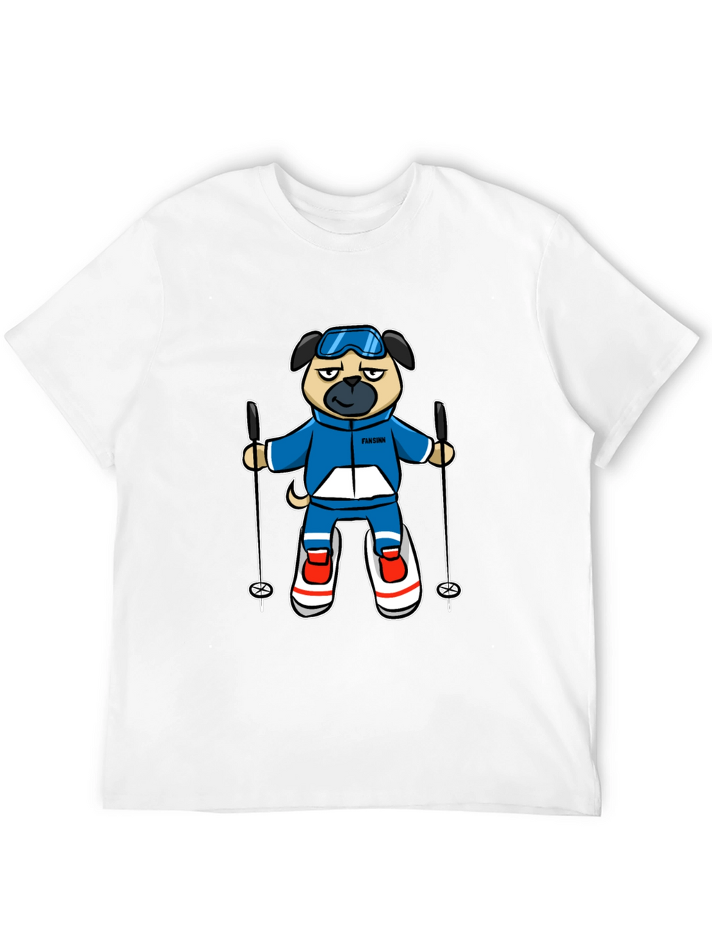 Skiing Pug Graphic T-Shirt