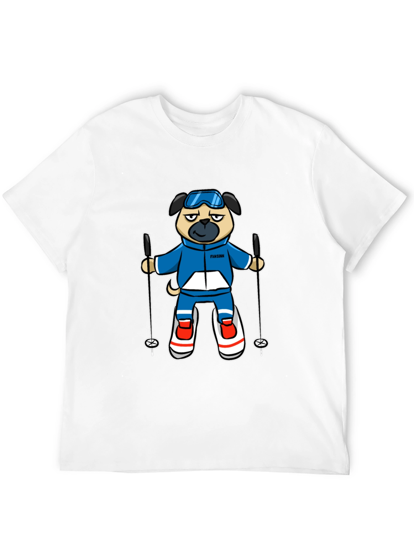 Skiing Pug Graphic T-Shirt