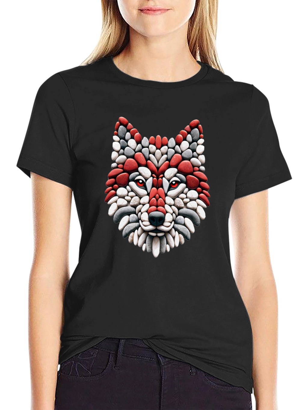 Red Wolf Stone Mosaic T-Shirt