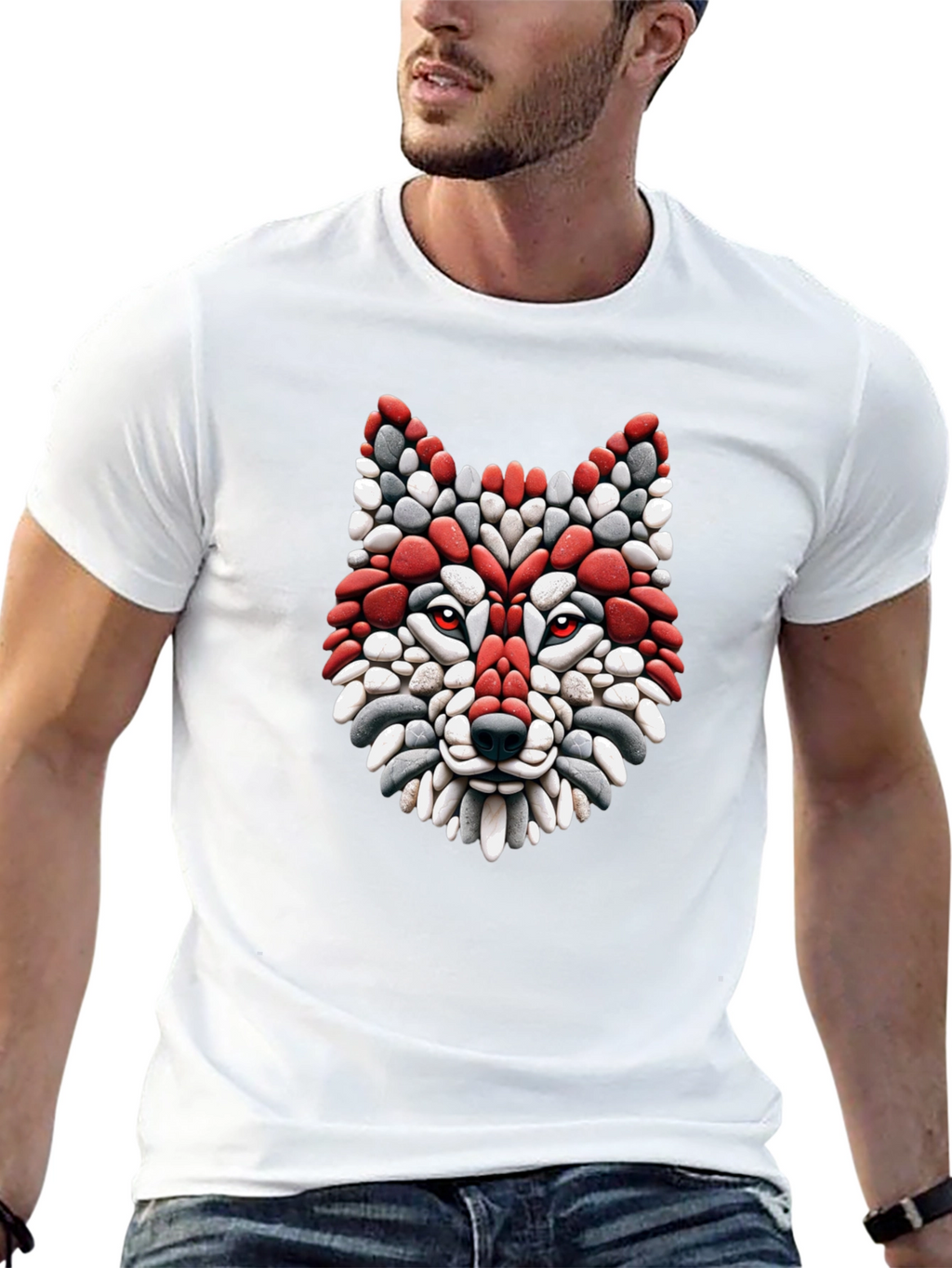 Red Wolf Stone Mosaic T-Shirt