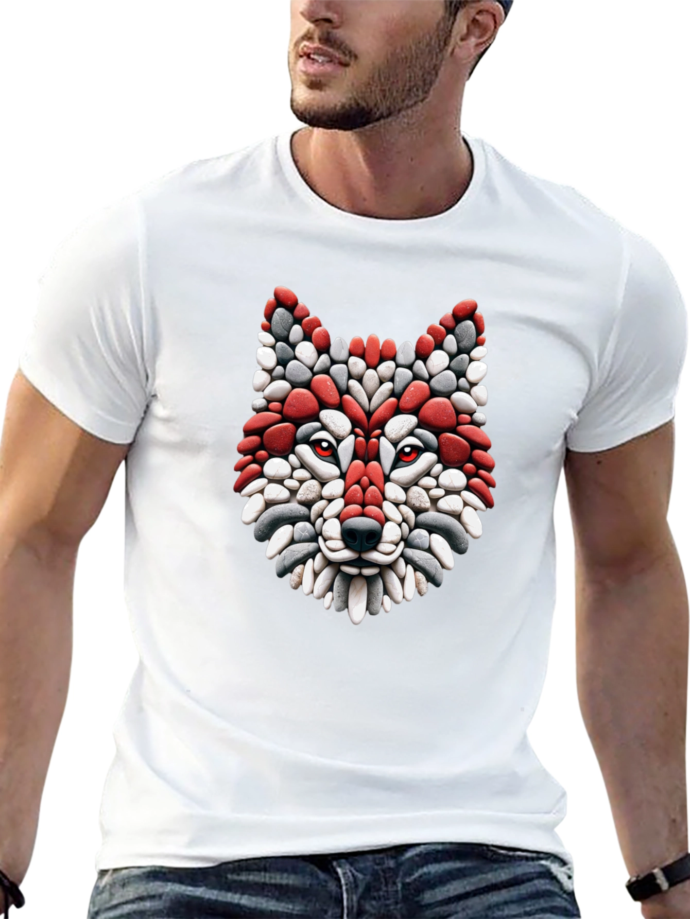 Red Wolf Stone Mosaic T-Shirt