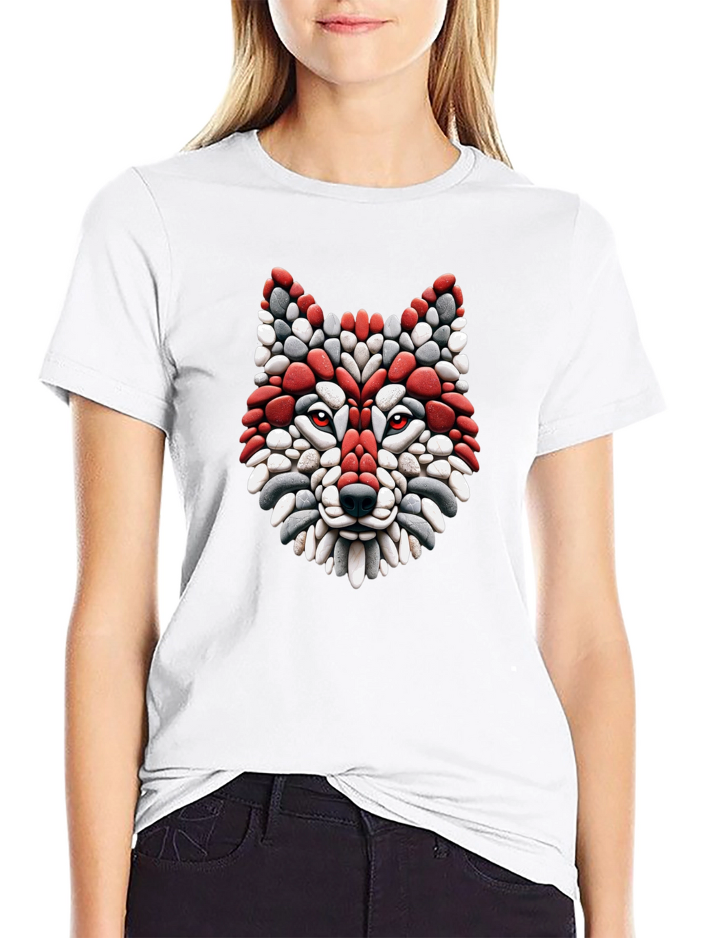 Red Wolf Stone Mosaic T-Shirt