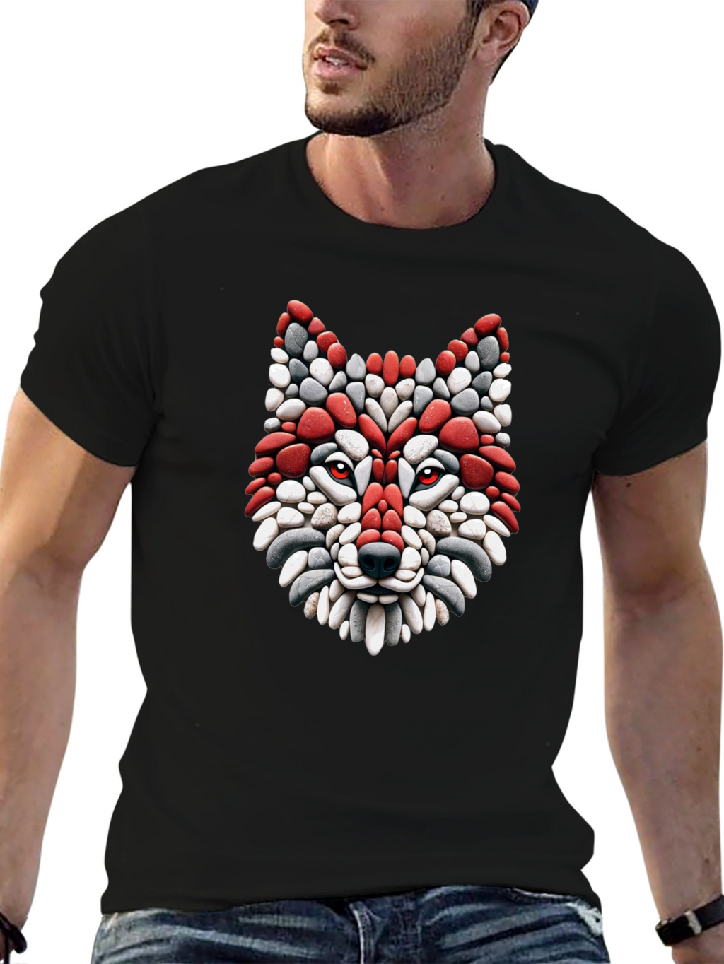 Red Wolf Stone Mosaic T-Shirt