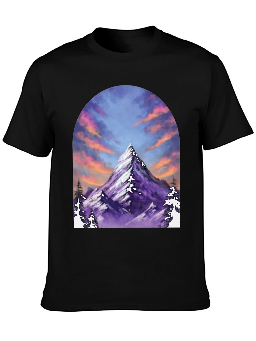 Mountain Peak T-Shirt - Black Short Sleeve Tee