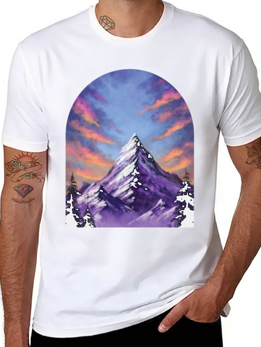 Mountain Peak T-Shirt - Black Short Sleeve Tee