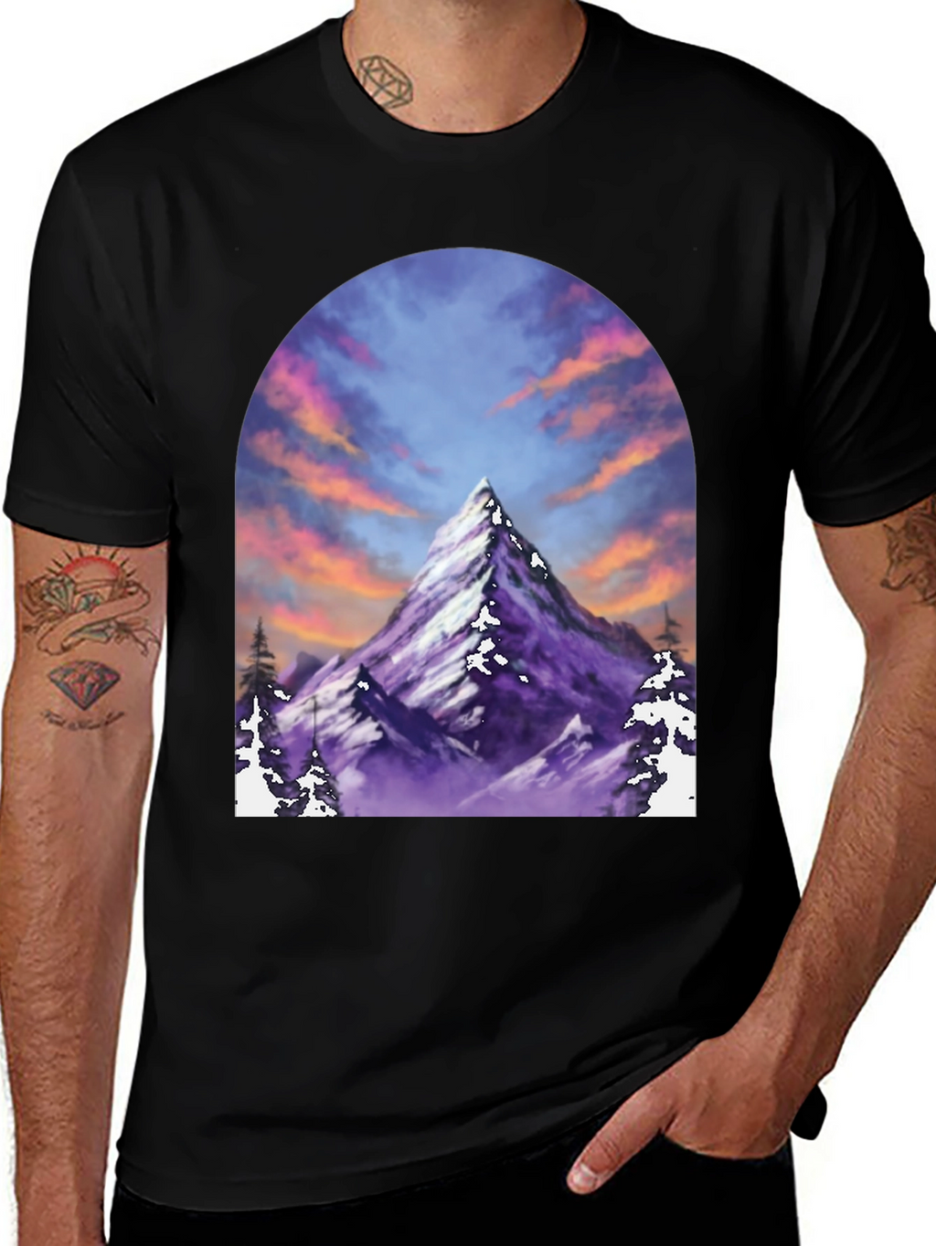 Mountain Peak T-Shirt - Black Short Sleeve Tee