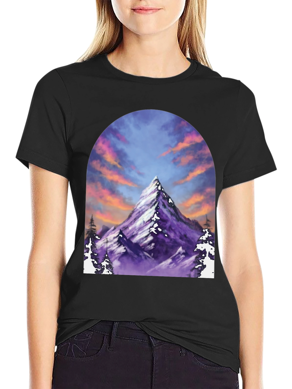 Mountain Peak T-Shirt - Black Short Sleeve Tee