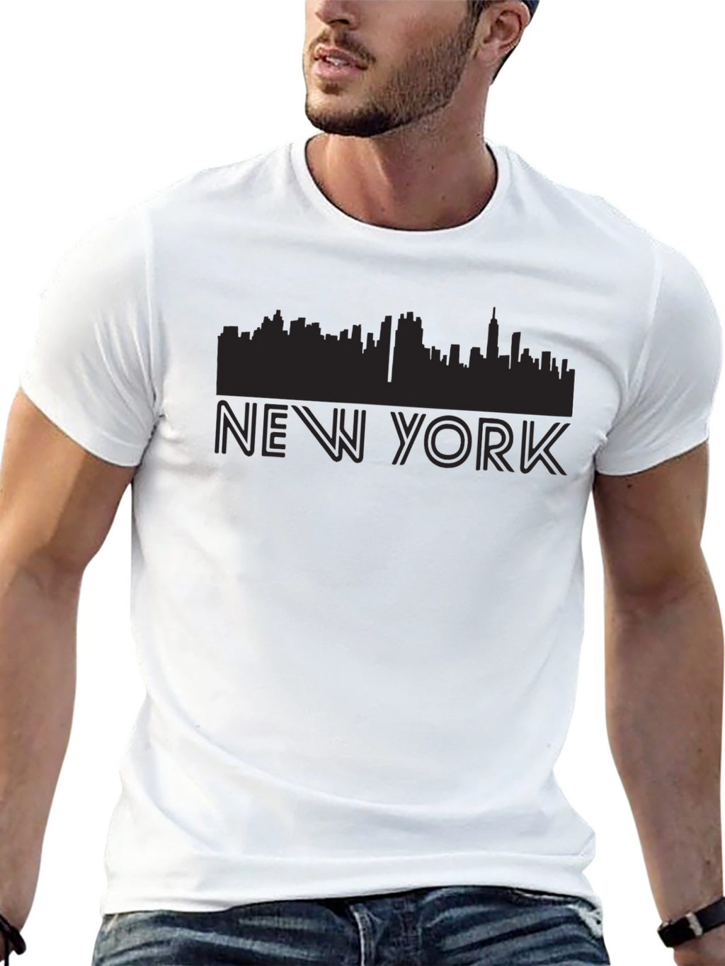 New York Skyline Graphic Tee - Black
