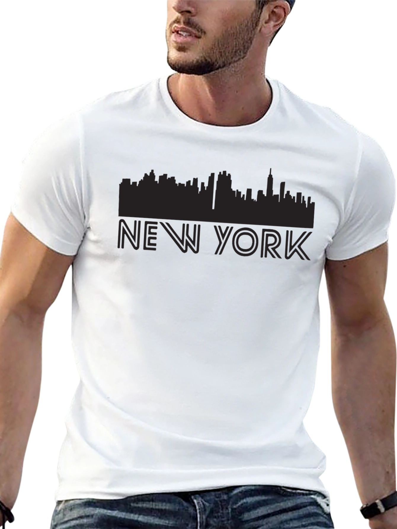 New York Skyline Graphic Tee - Black