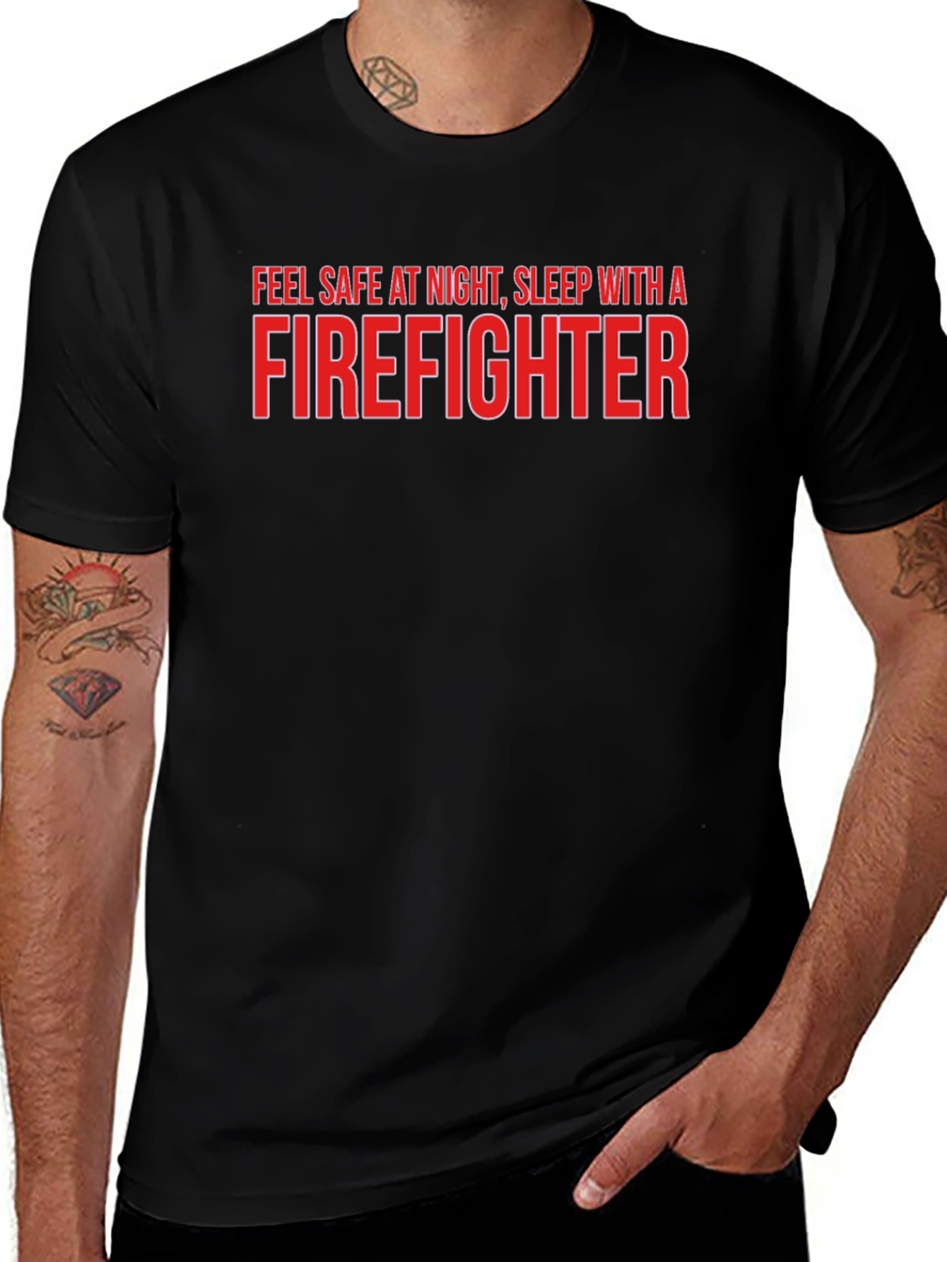Firefighter Slogan Graphic Tee - Black