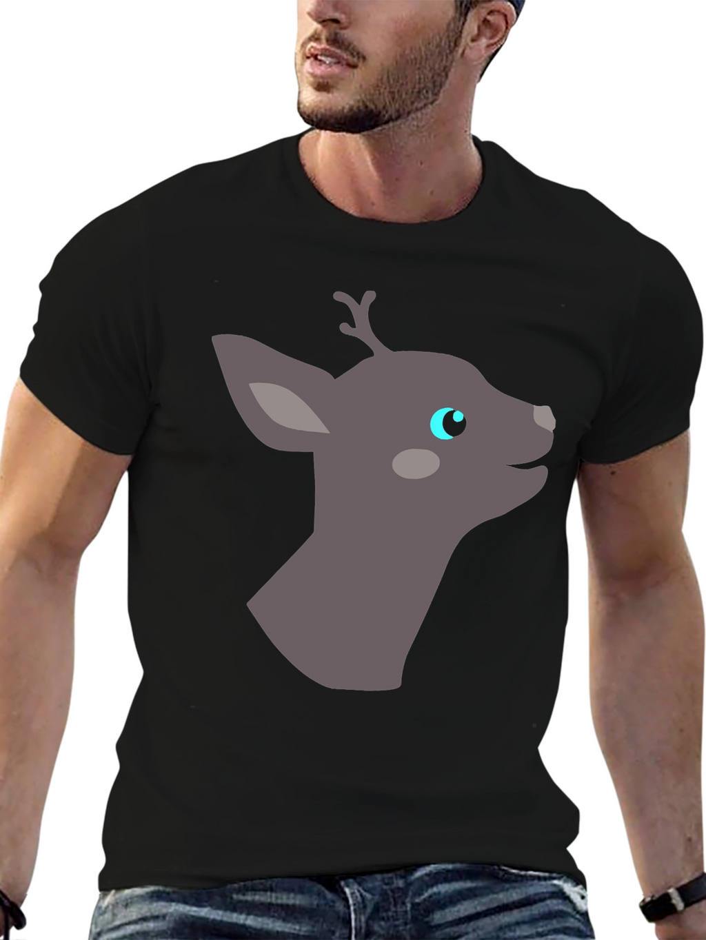 Deer Graphic Tee - Black Casual Shirt