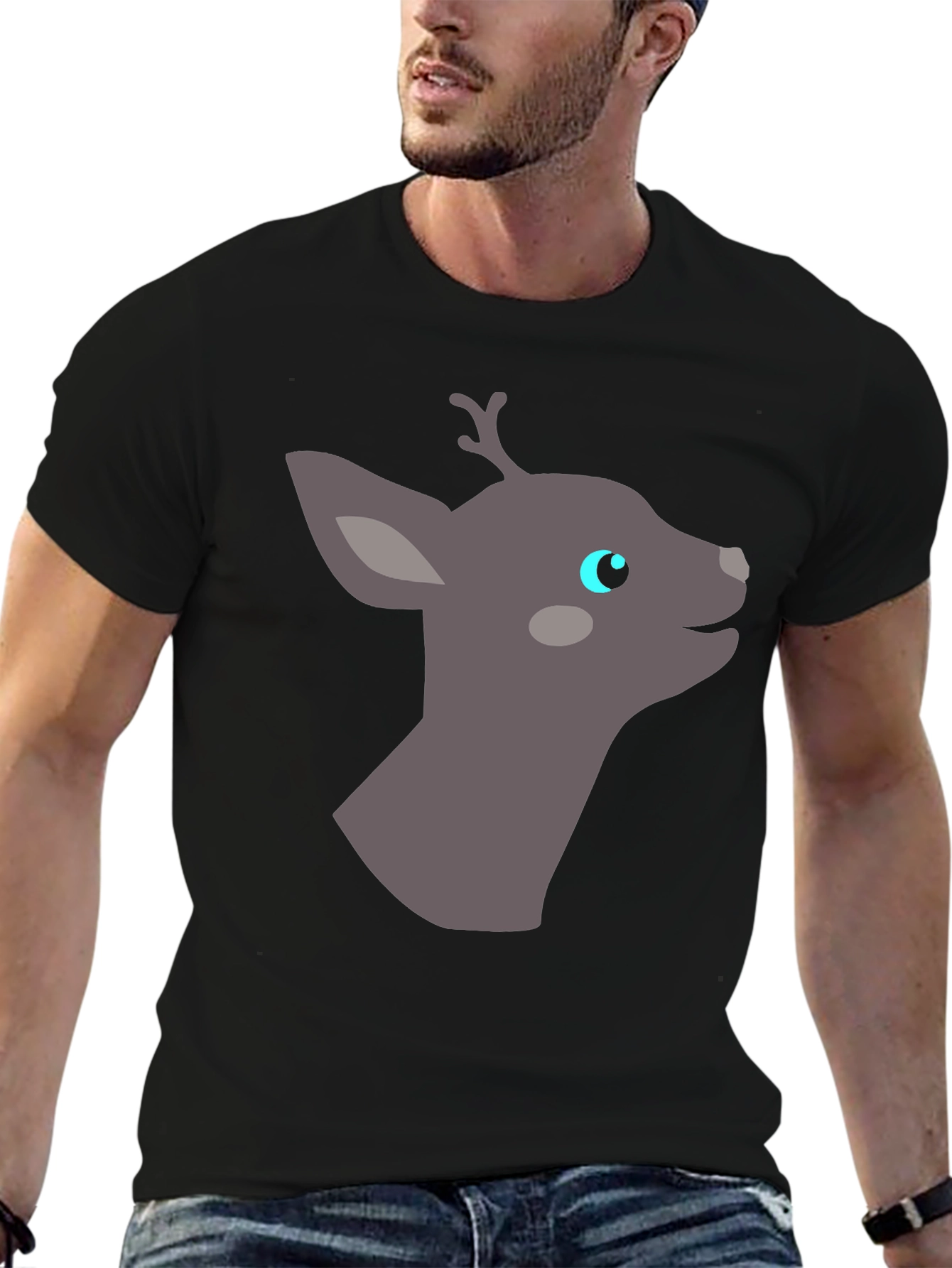 Deer Graphic Tee - Black Casual Shirt