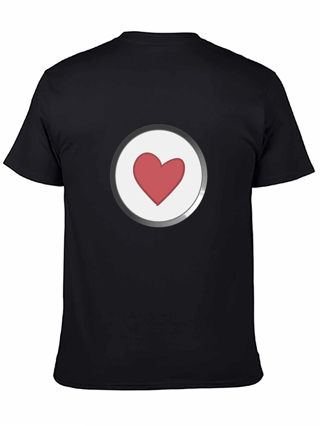 Heart Button Graphic Black T-Shirt
