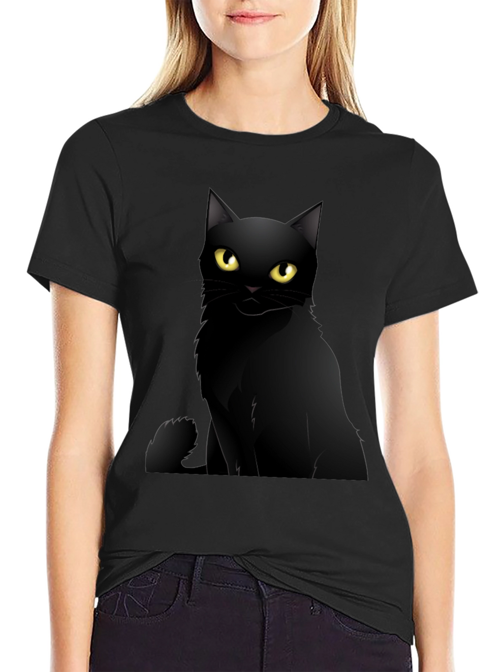 Black Cat Graphic Tee - Mens Casual T-Shirt