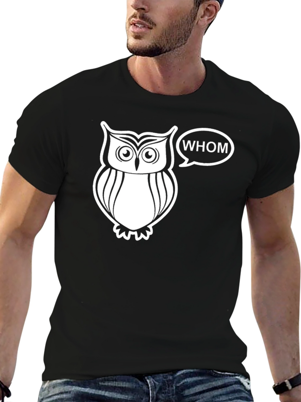 Whom Owl Graphic Tee - Black Cotton T-Shirt