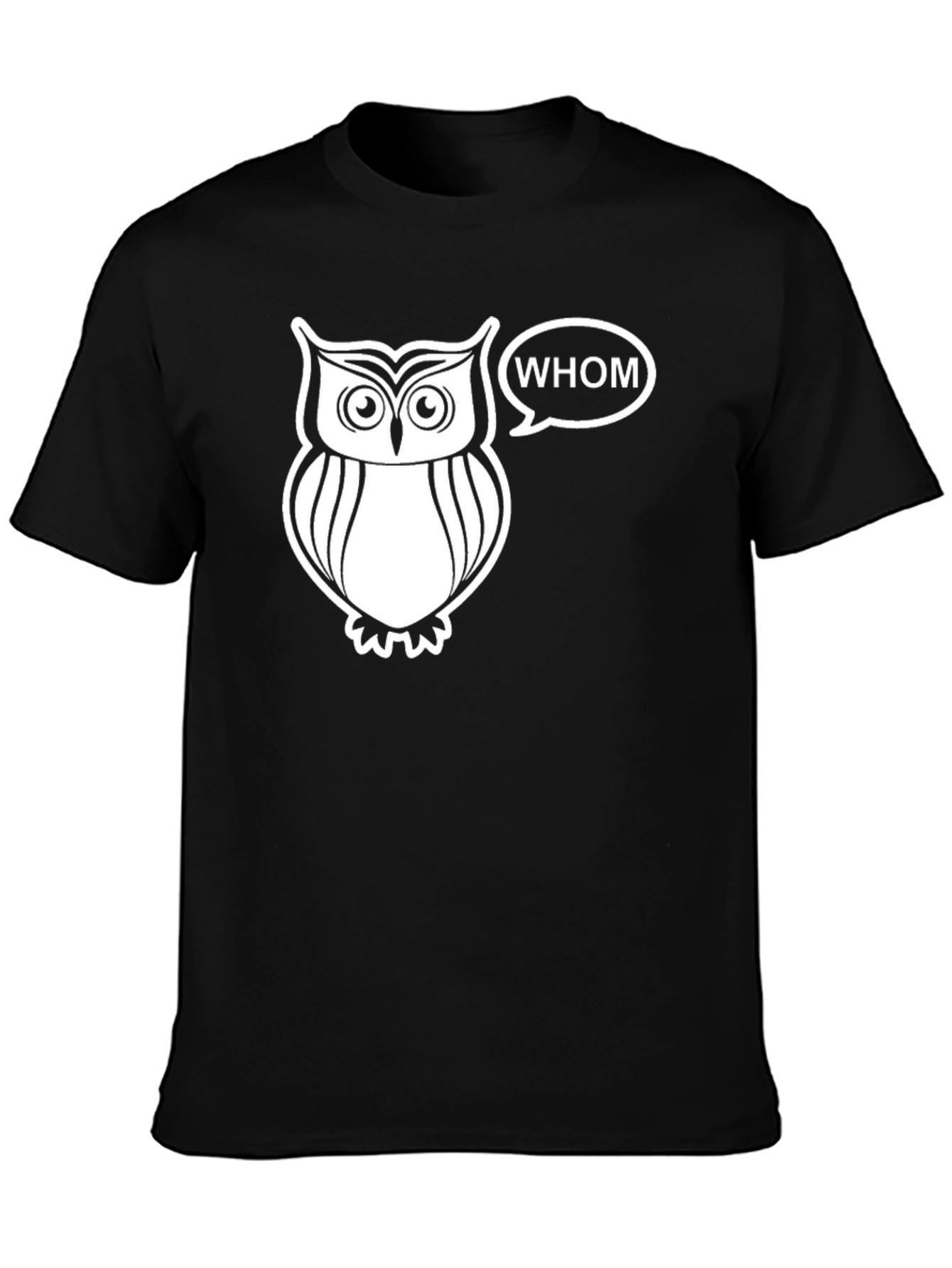 Whom Owl Graphic Tee - Black Cotton T-Shirt