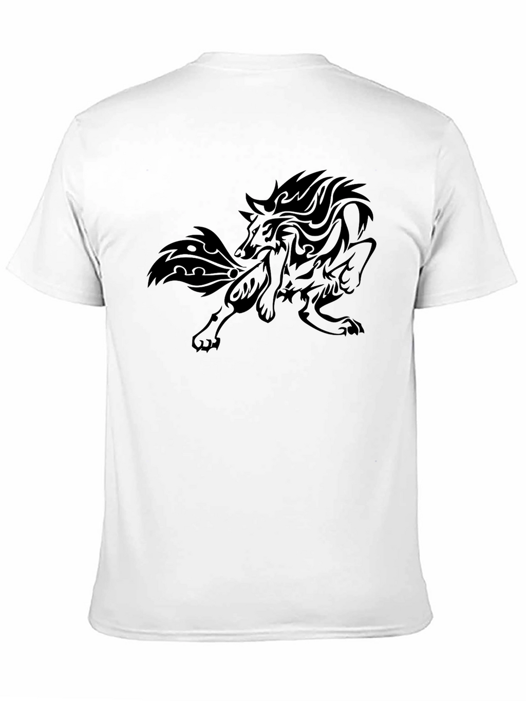 Tribal Wolf Graphic Print Black T-Shirt