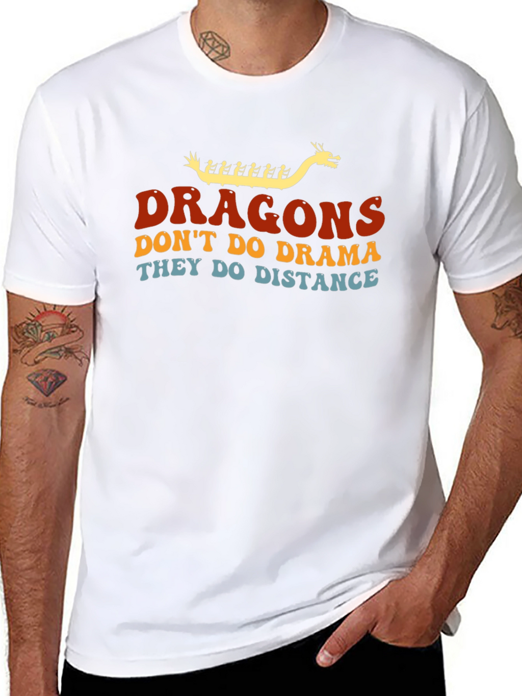 Dragons Distance T-Shirt - Black Crew Neck Tee