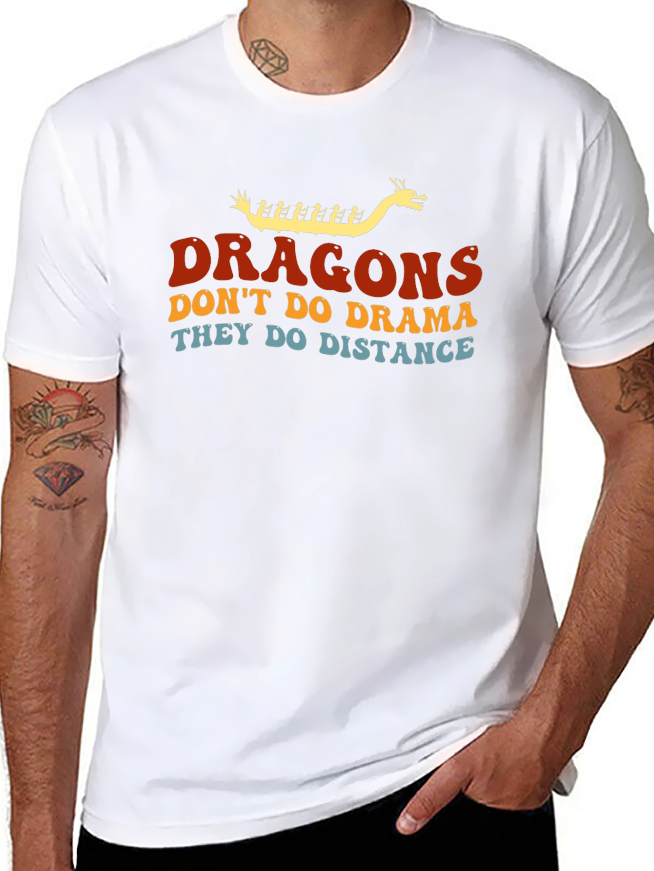 Dragons Distance T-Shirt - Black Crew Neck Tee