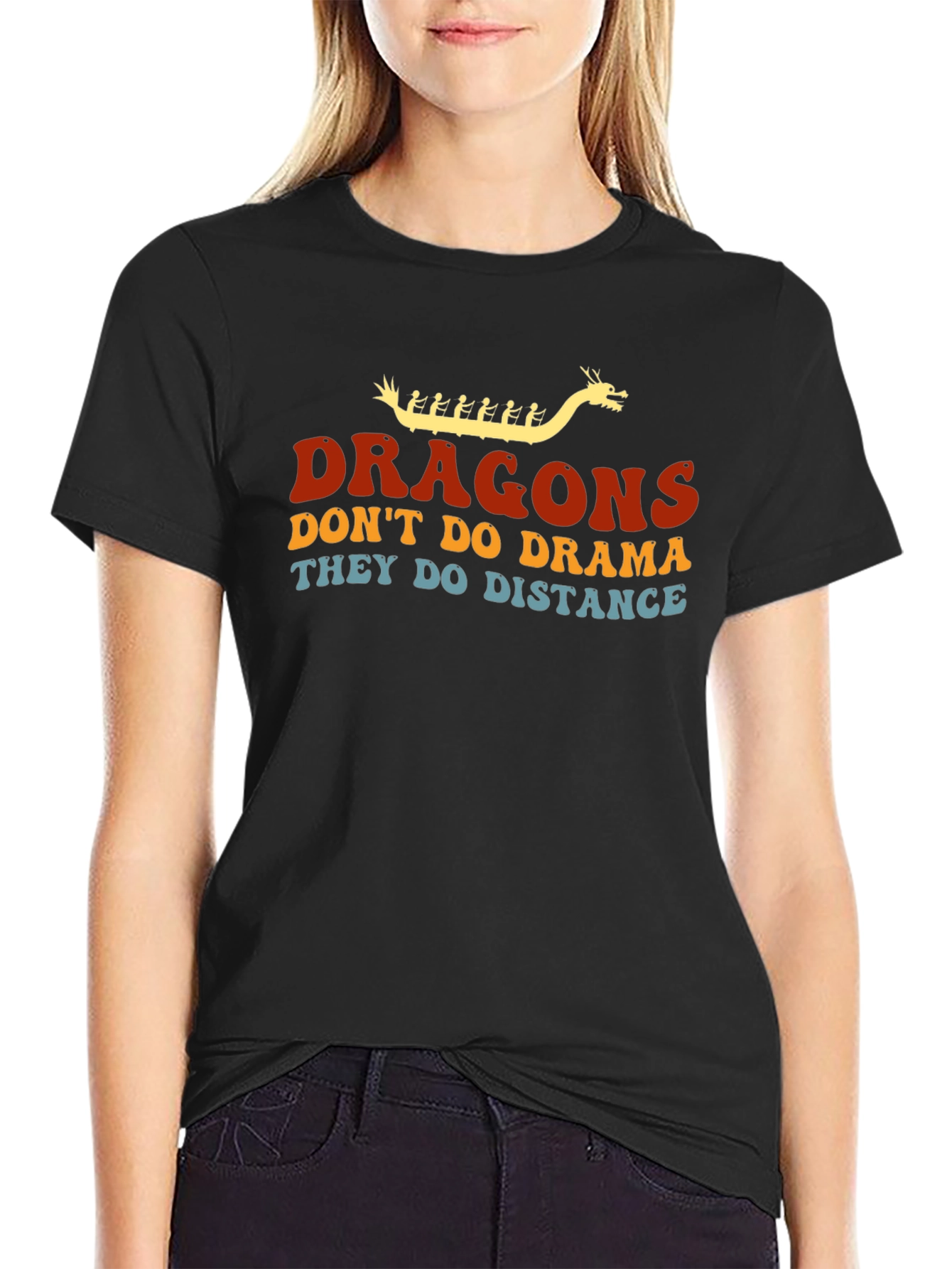 Dragons Distance T-Shirt - Black Crew Neck Tee