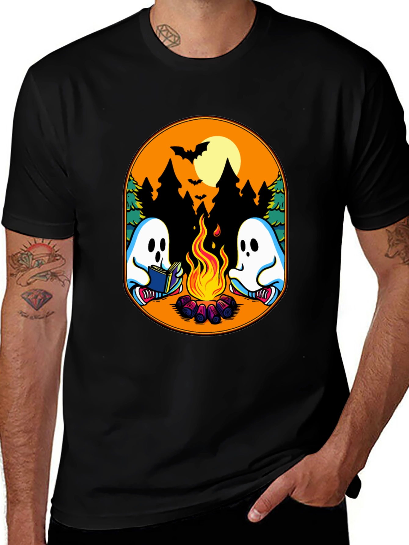 Campfire Ghost Graphic T-Shirt - Spooky Season
