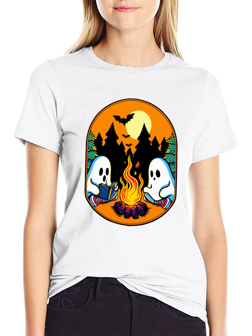 Campfire Ghost Graphic T-Shirt - Spooky Season