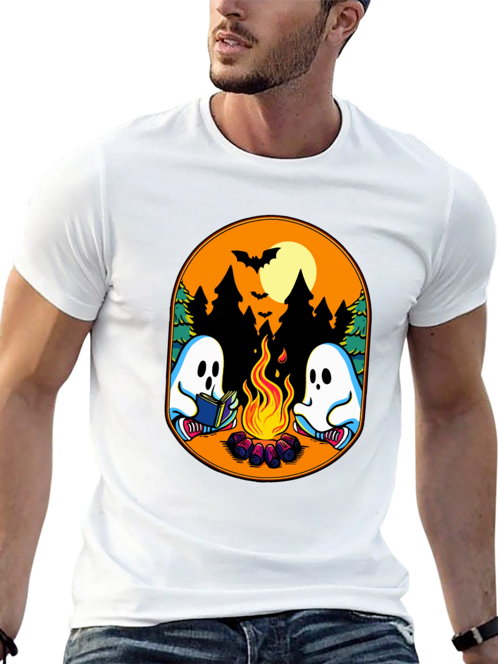 Campfire Ghost Graphic T-Shirt - Spooky Season