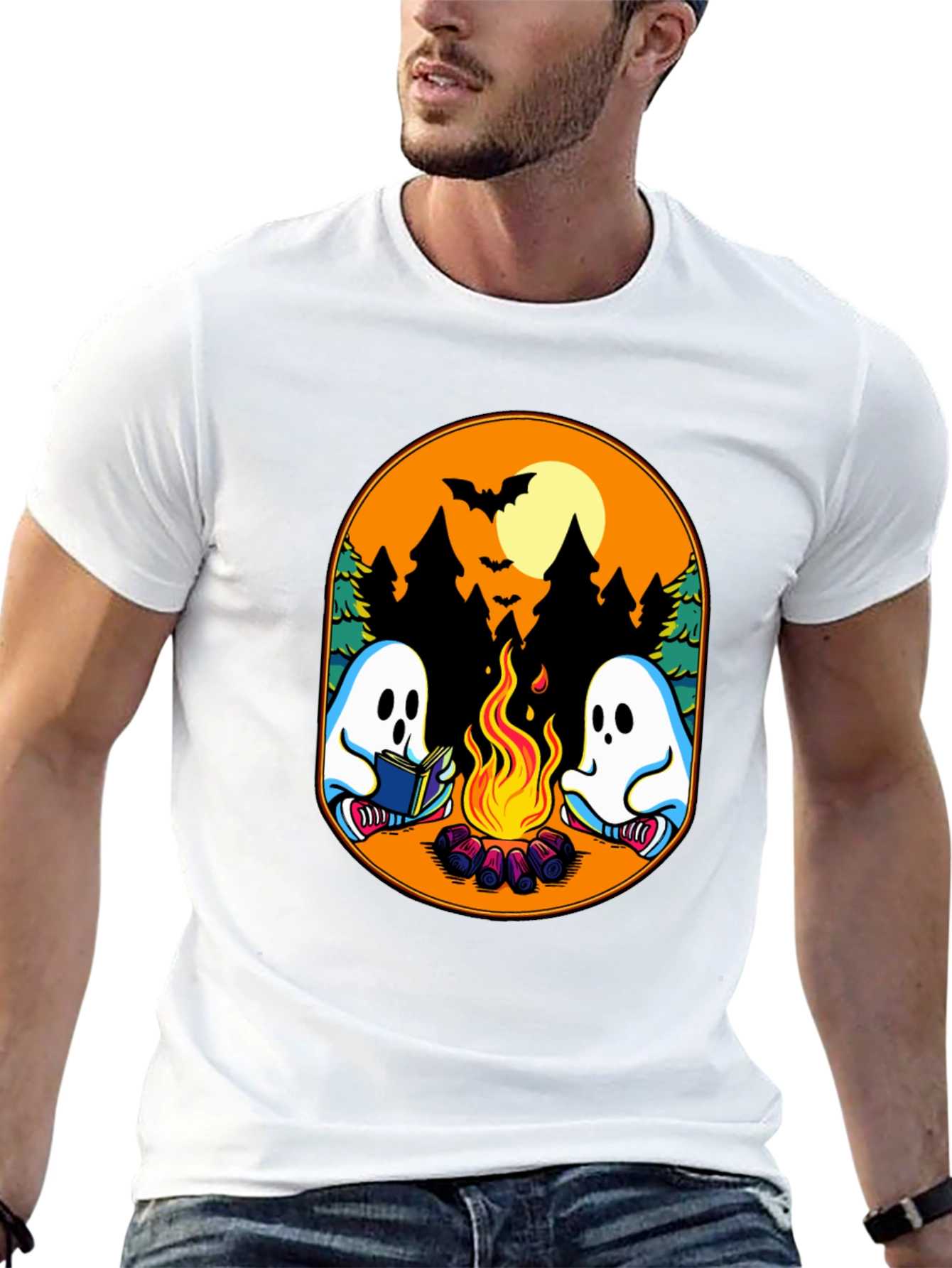 Campfire Ghost Graphic T-Shirt - Spooky Season