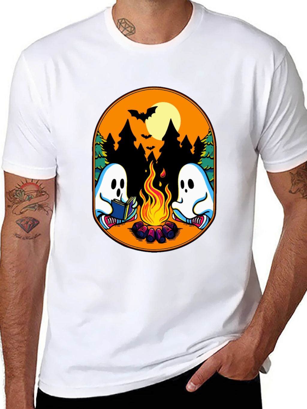 Campfire Ghost Graphic T-Shirt - Spooky Season