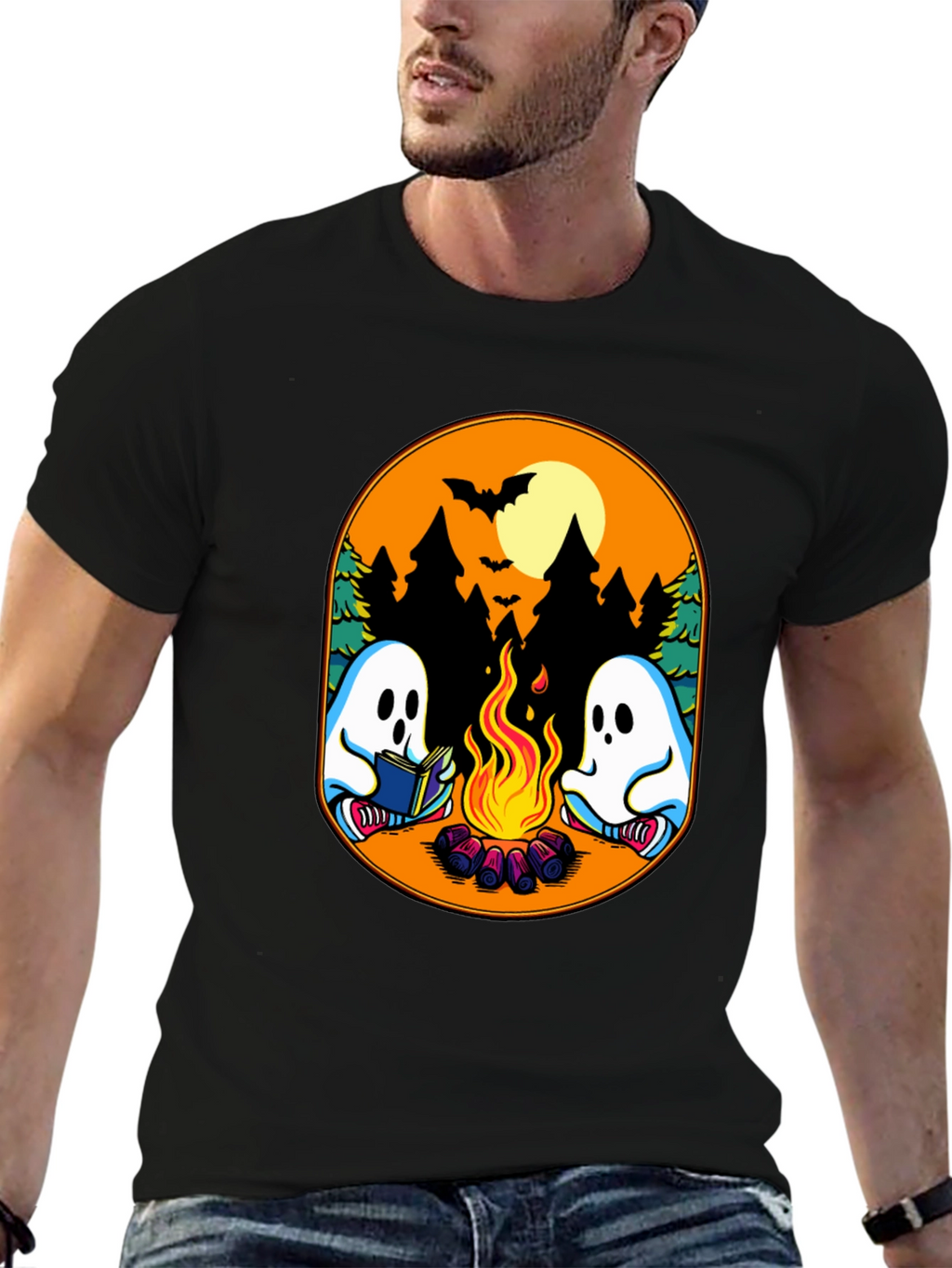 Campfire Ghost Graphic T-Shirt - Spooky Season