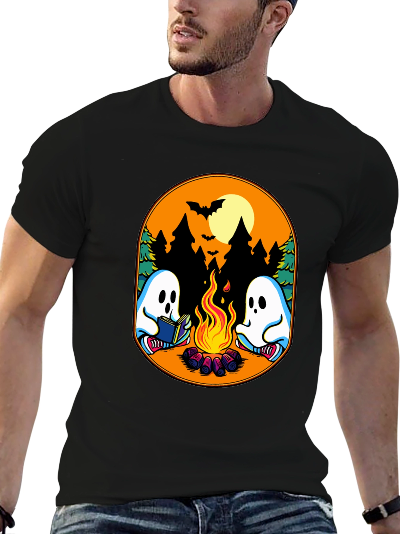 Campfire Ghost Graphic T-Shirt - Spooky Season