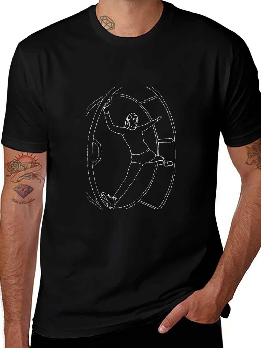 Black T-Shirt with Figure Skating Design