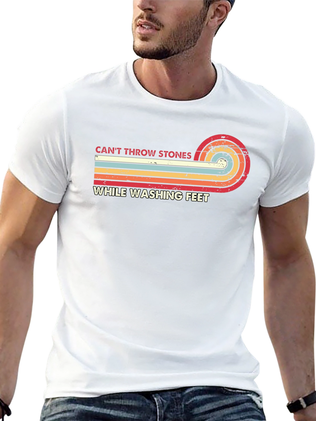 Retro Cant Throw Stones Graphic Tee