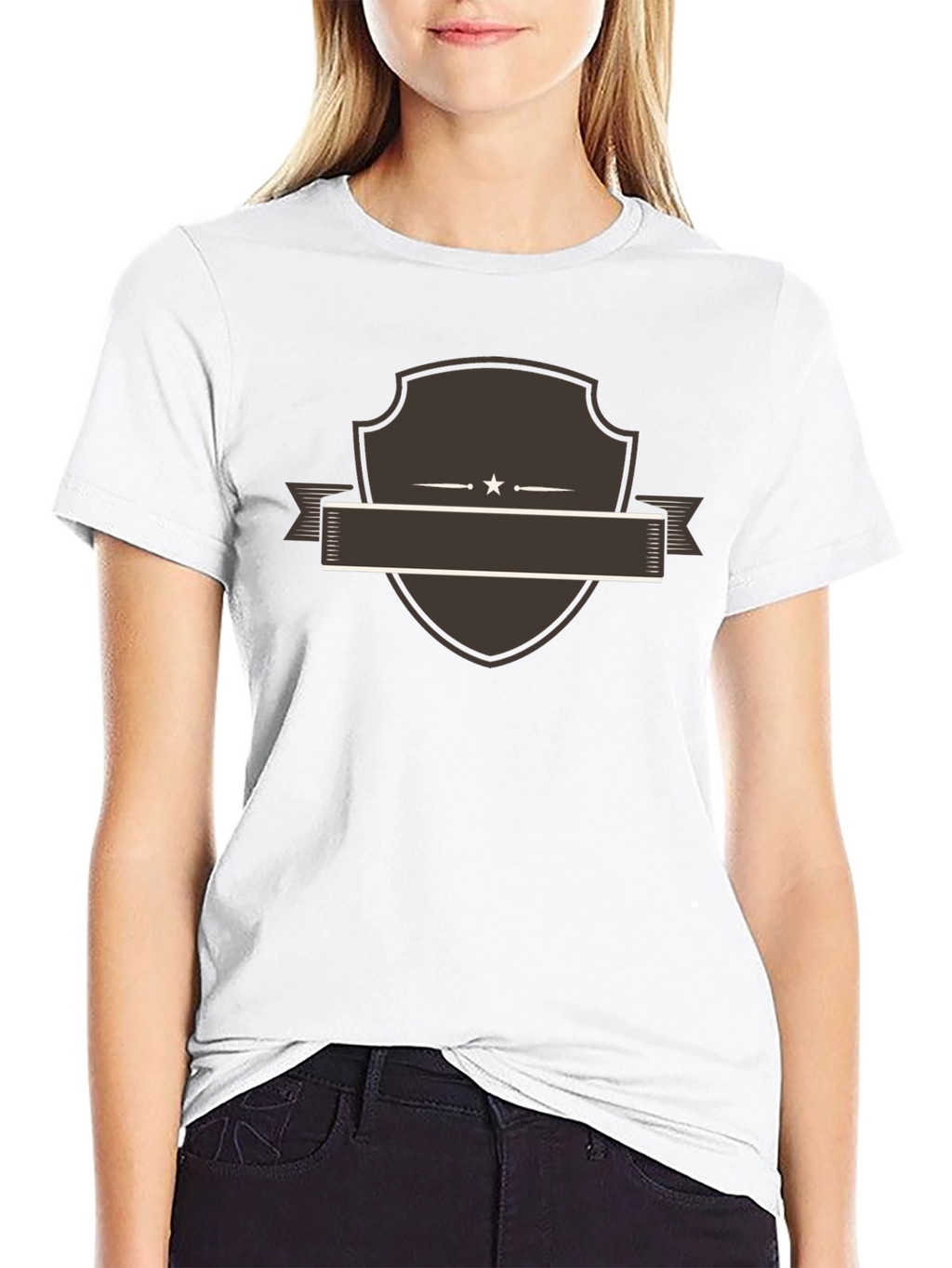 Classic Black Tee with Customizable Shield Design