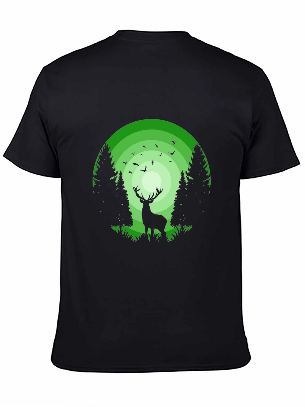 Nature Deer Graphic Print Crew Neck T-Shirt