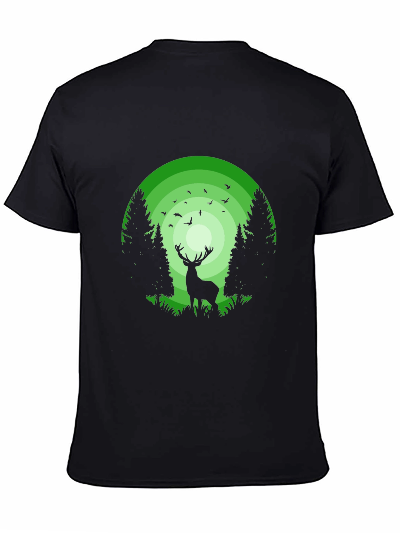 Nature Deer Graphic Print Crew Neck T-Shirt