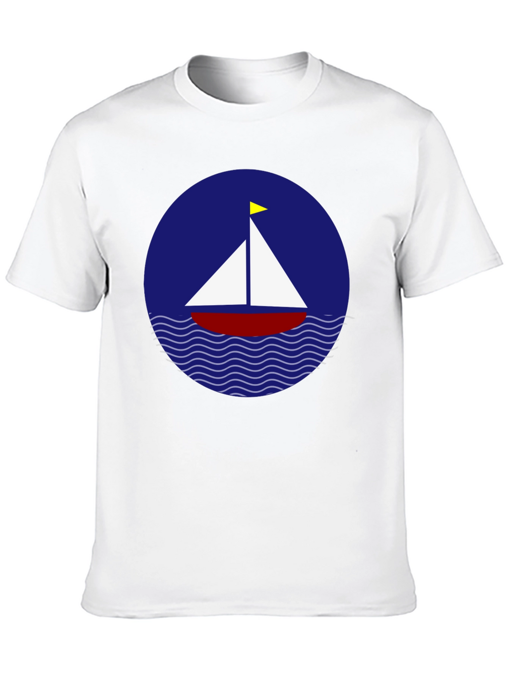 Sailboat Graphic T-Shirt - Black Cotton Crew Neck