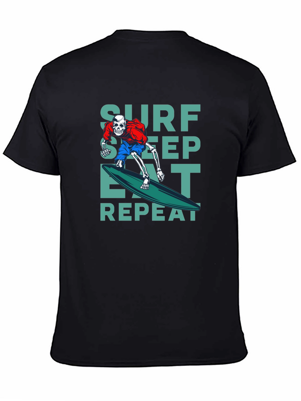 Surf Sleep Eat Repeat Black Graphic T-Shirt