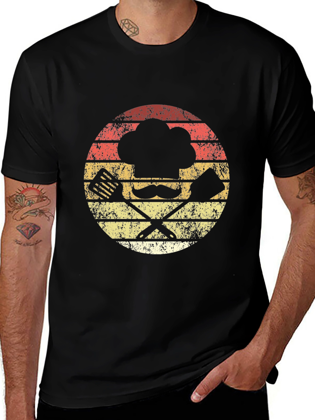 Retro Chef Hat & Tools Graphic T-Shirt