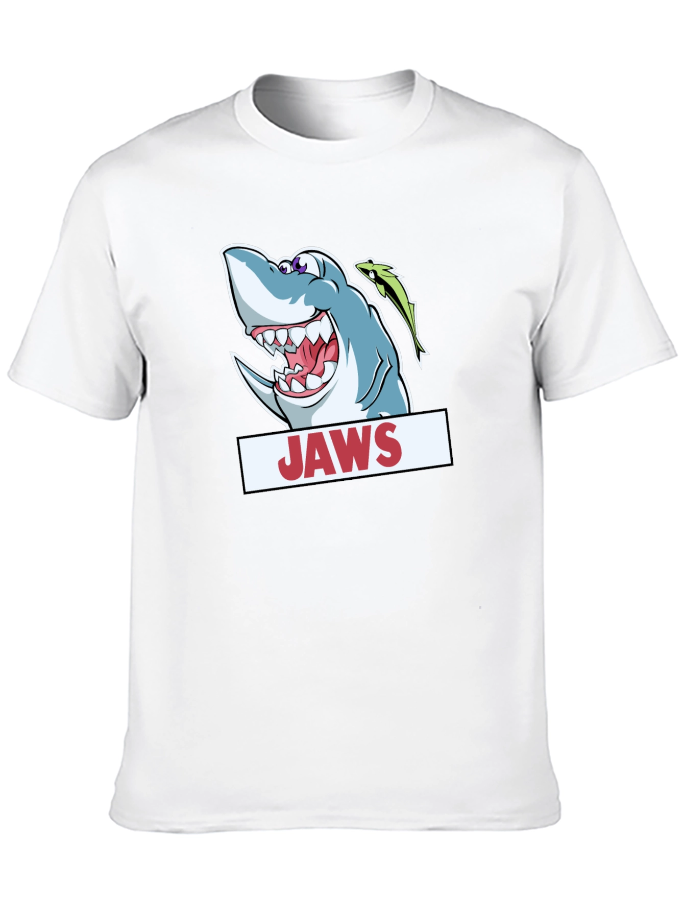 Jaws Cartoon Shark Black T-Shirt