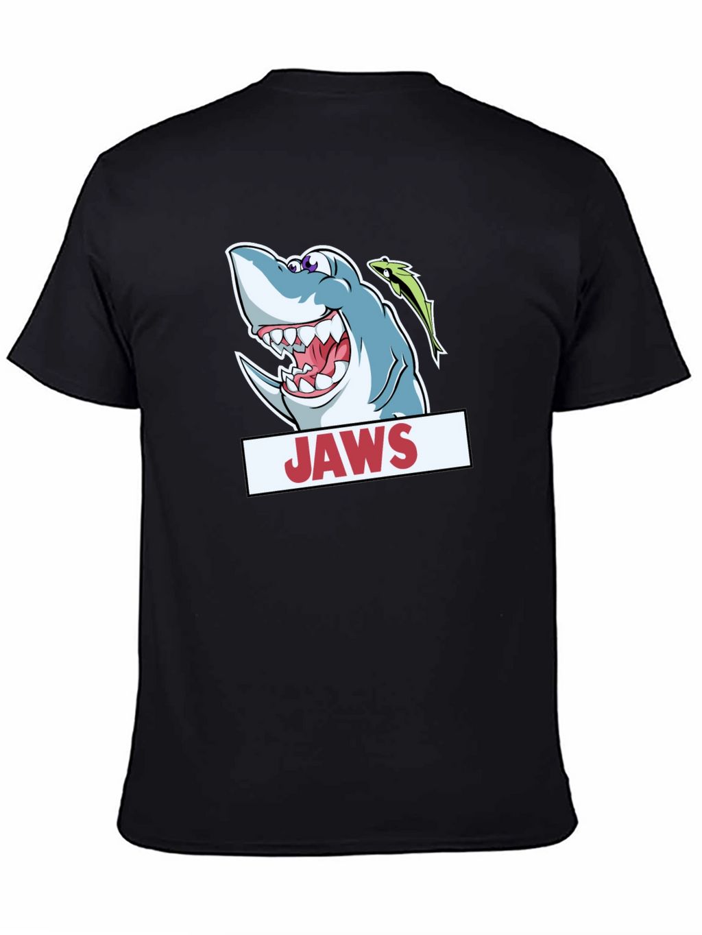 Jaws Cartoon Shark Black T-Shirt